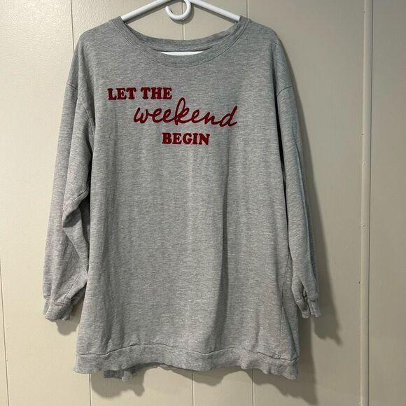 H&M T Shirt Long Sleeve Gray Adult XL Let the Weekend begin Sz: XL - Picture 1 of 6